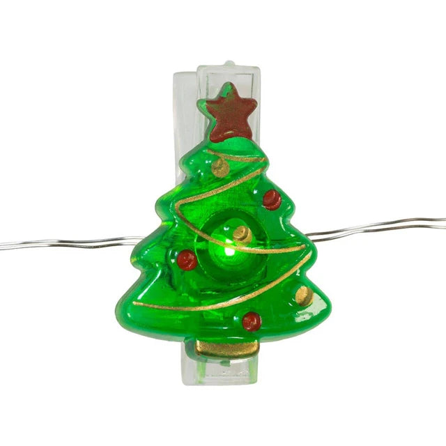 7' Battery Operated 15L Santa, Snowman & Christmas Tree Fairy Clip Lights In PDQ, 3 Assorted