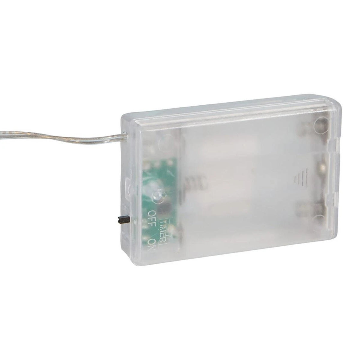 Rectangular electronic component with a clear cover on a white background