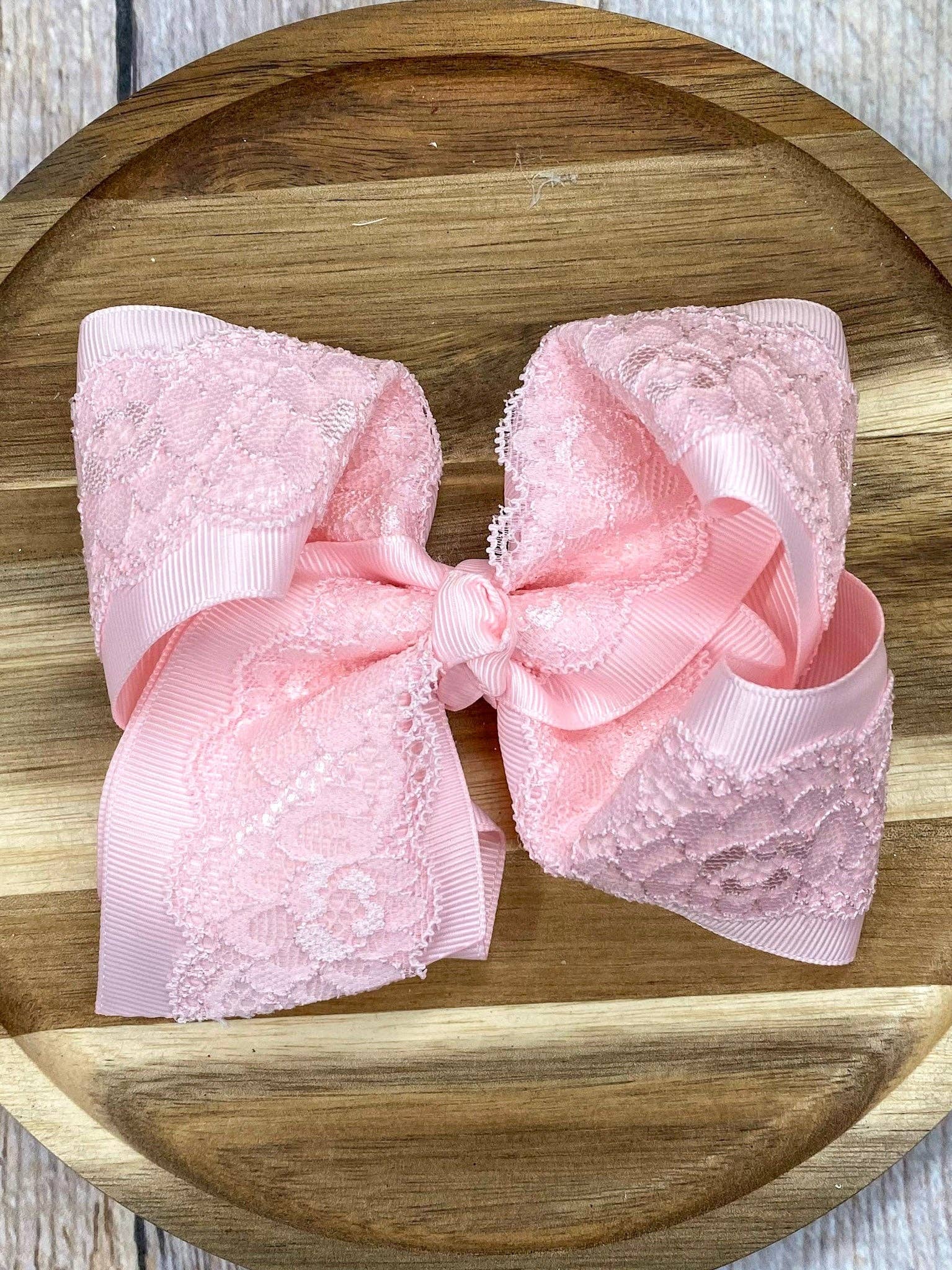 The Hair Bow Company - 4.5" Chantilly Lace Classic Hair Bow | Clip or Headband