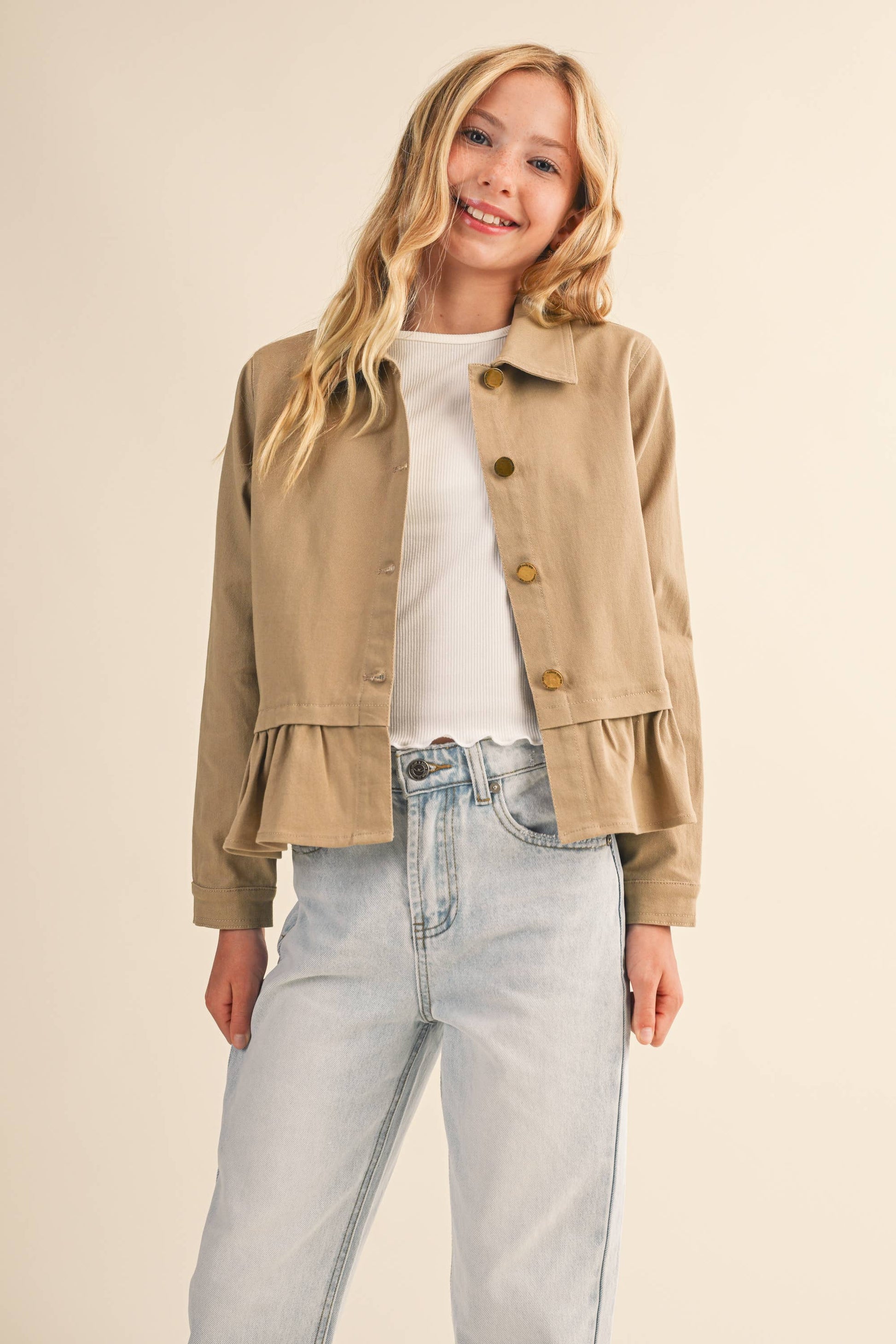 heart and arrow - TWEEN KIDS GIRLS CROPPED FIELD JACKET (7-14)