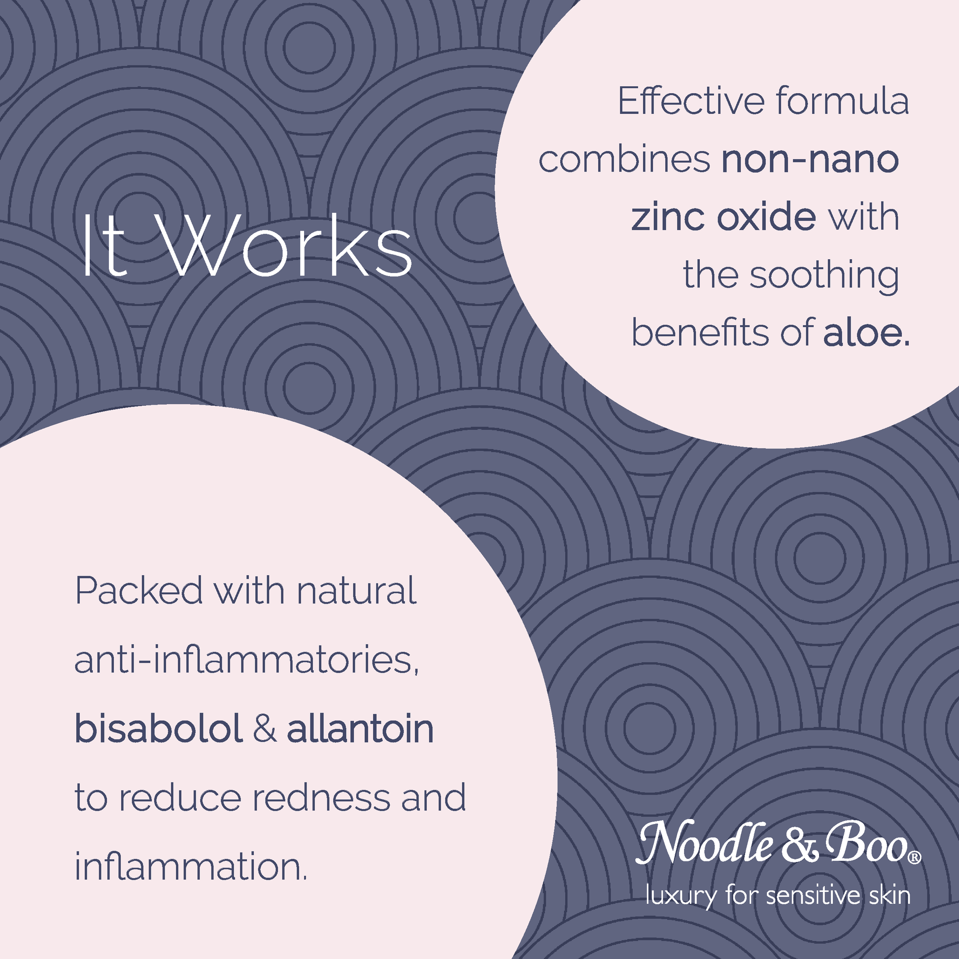 Advertisement for Noodle & Boo skincare product with text about its ingredients and benefits.