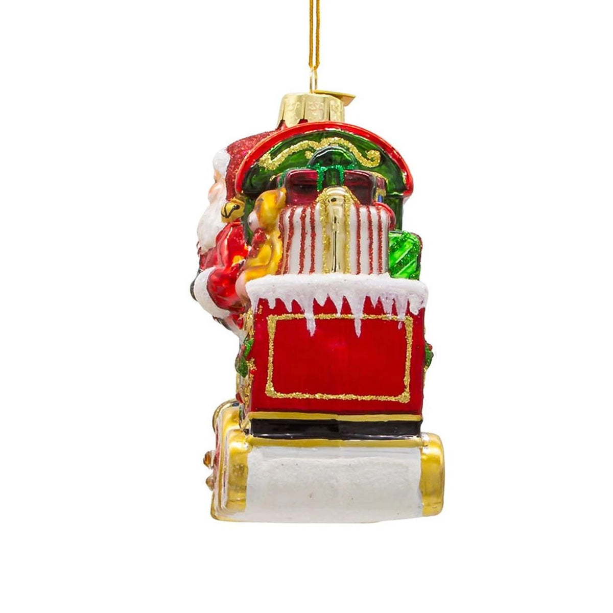 6" Bellissimo Santa w/Train Ornament