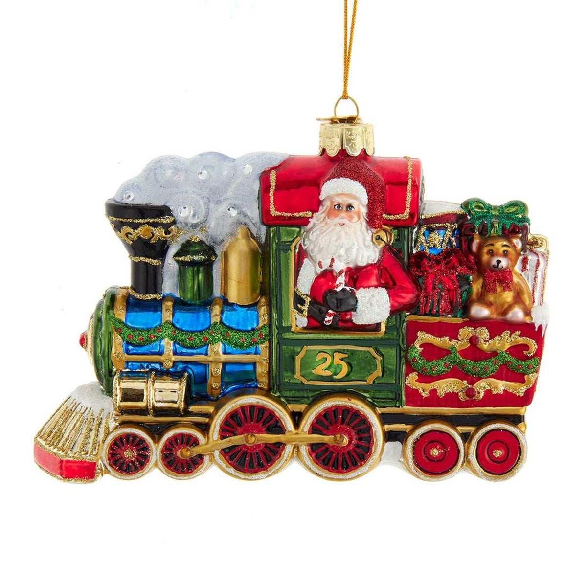 6" Bellissimo Santa w/Train Ornament
