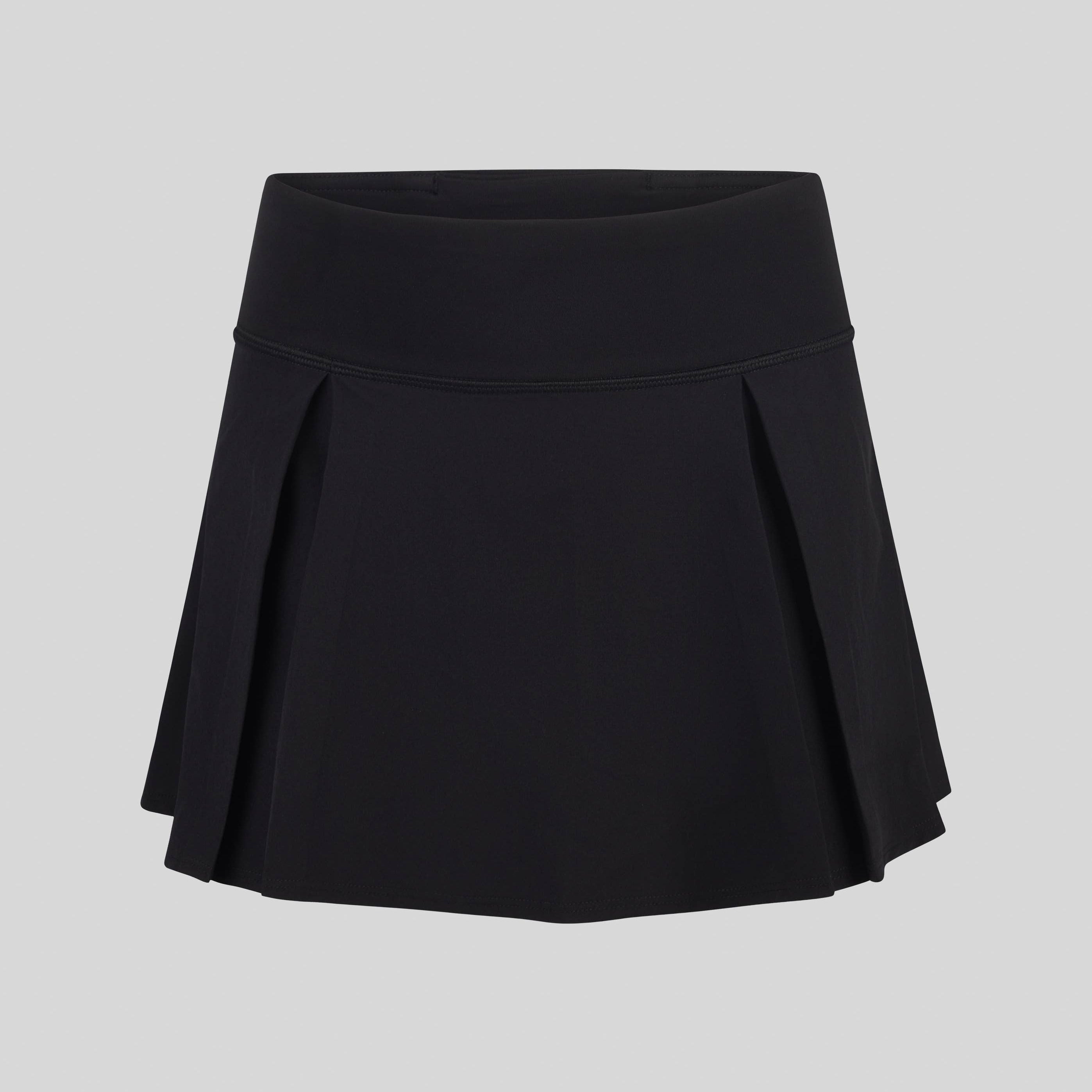 Black pleated skirt on a light gray background
