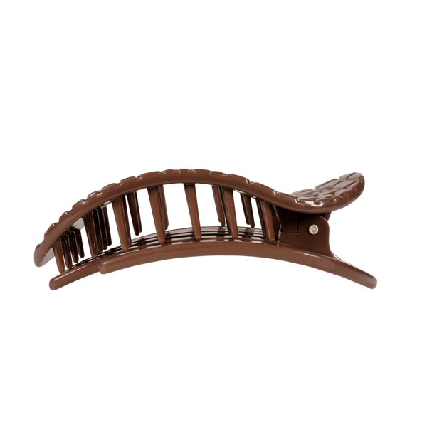 Brown Crocodile Large Flat Round Hair Clip