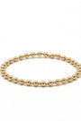 Gold beaded bracelet on a white background