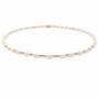 Pearl necklace with gold accents on a white background