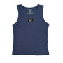 Navy blue tank top with Lulu Mac logo on a white background