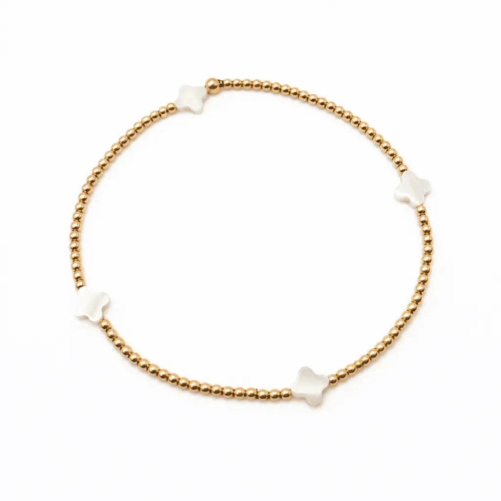 erin gray - The Lucky Clover Bracelet in White Mother of Pearl