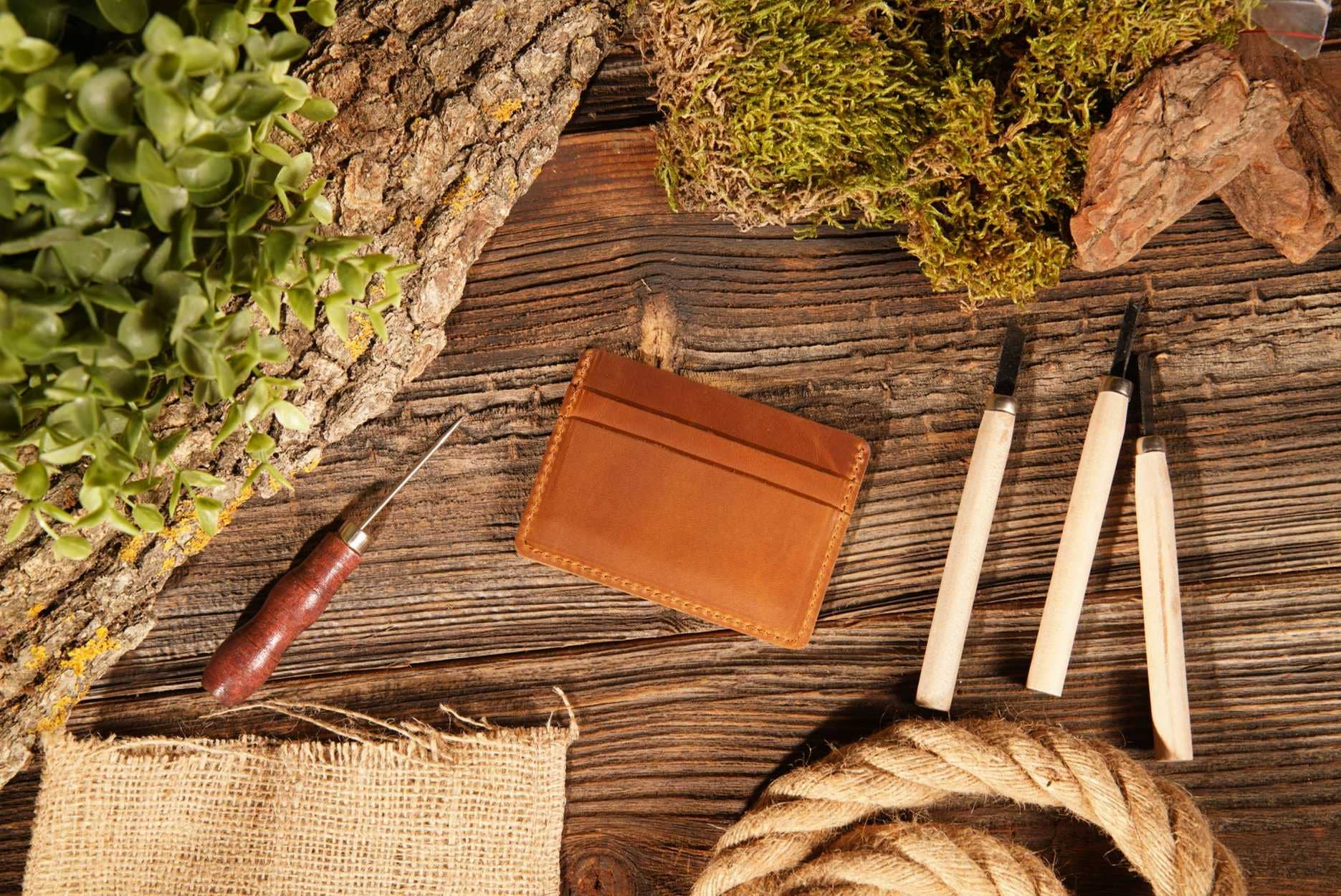 American Leather Goods - Leather Card Holder Wallet, Handmade Wallet for Men