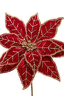 20" Dark Red Poinsettia Pick