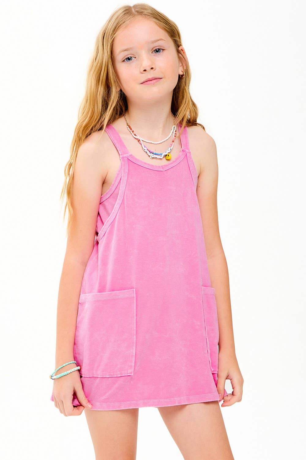 Good Girl - Mineral Washed Dress with Built-in Romper Lining