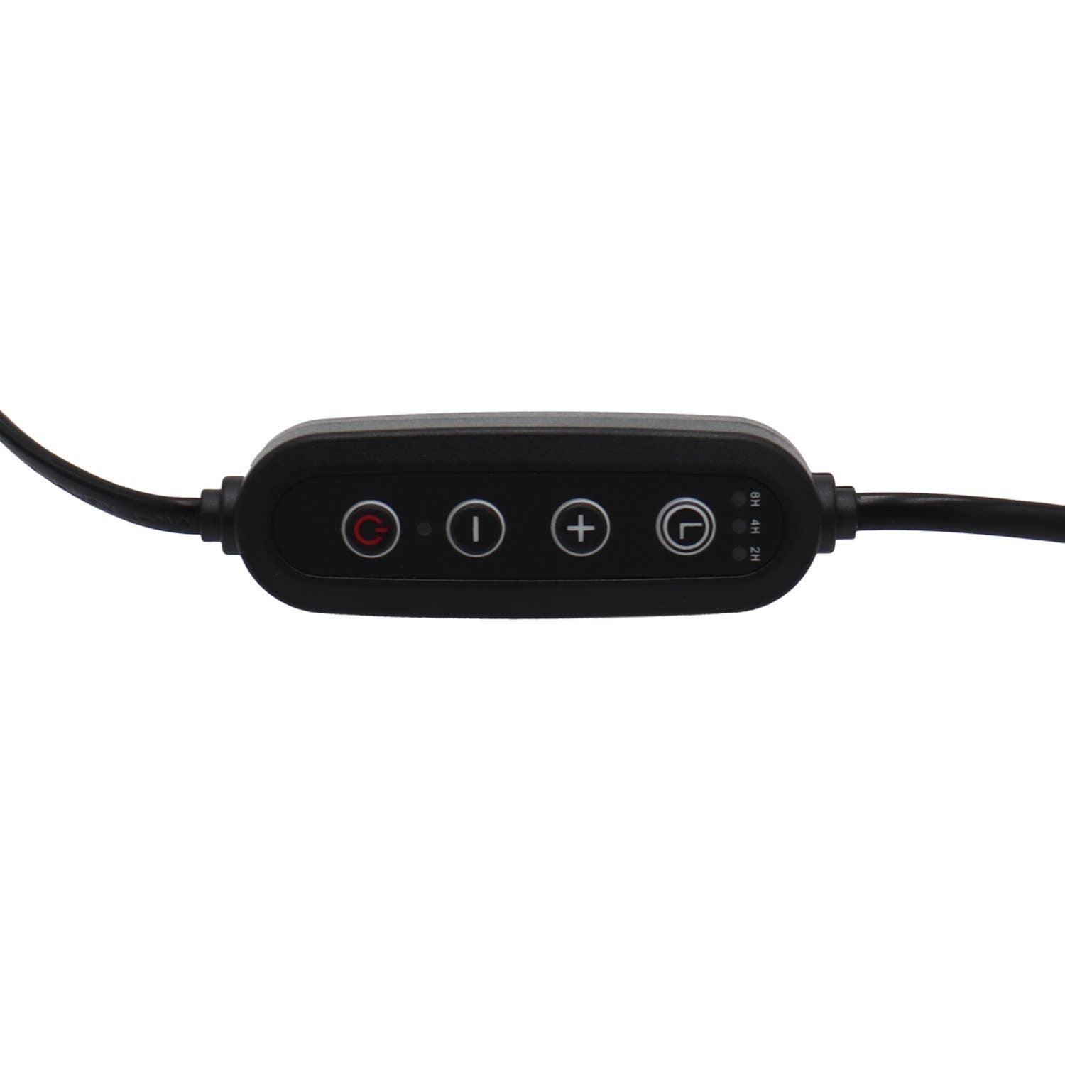 Black control panel with buttons on a white background