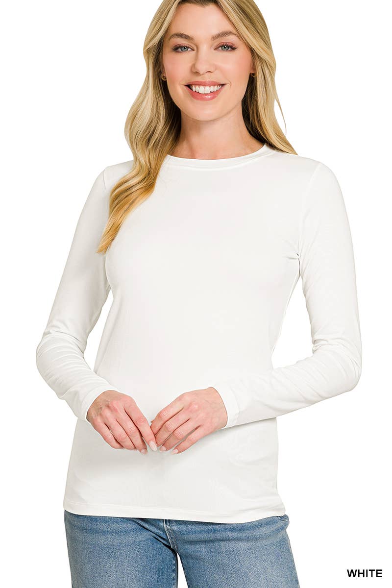 42POPS - `Microfiber Long Sleeve Tee Zenana