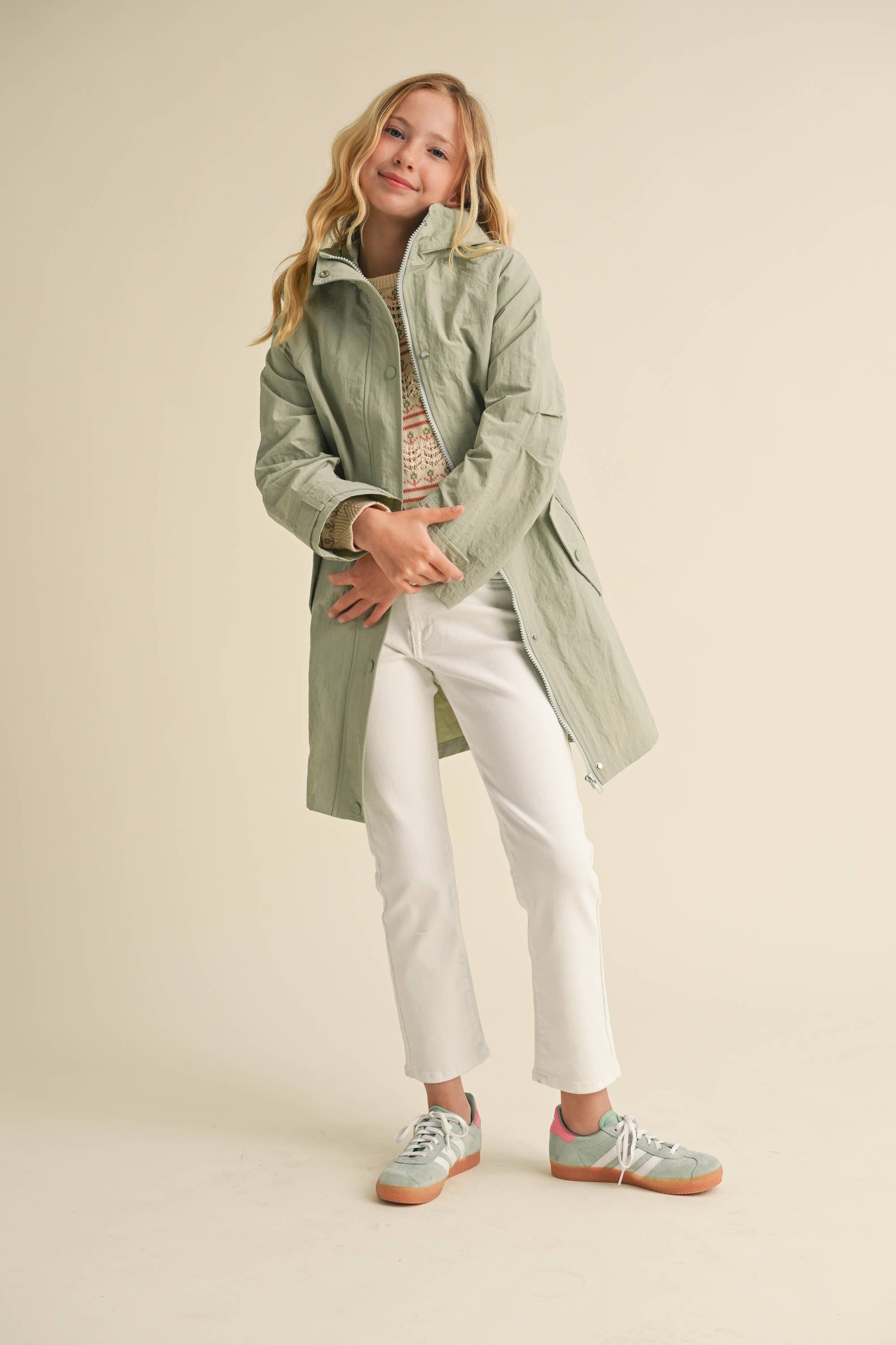 heart and arrow - TWEEN KIDS GIRLS LIGHTWEIGHT LONG PARKA (7-14)