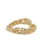 Gold beaded bracelet on a white background