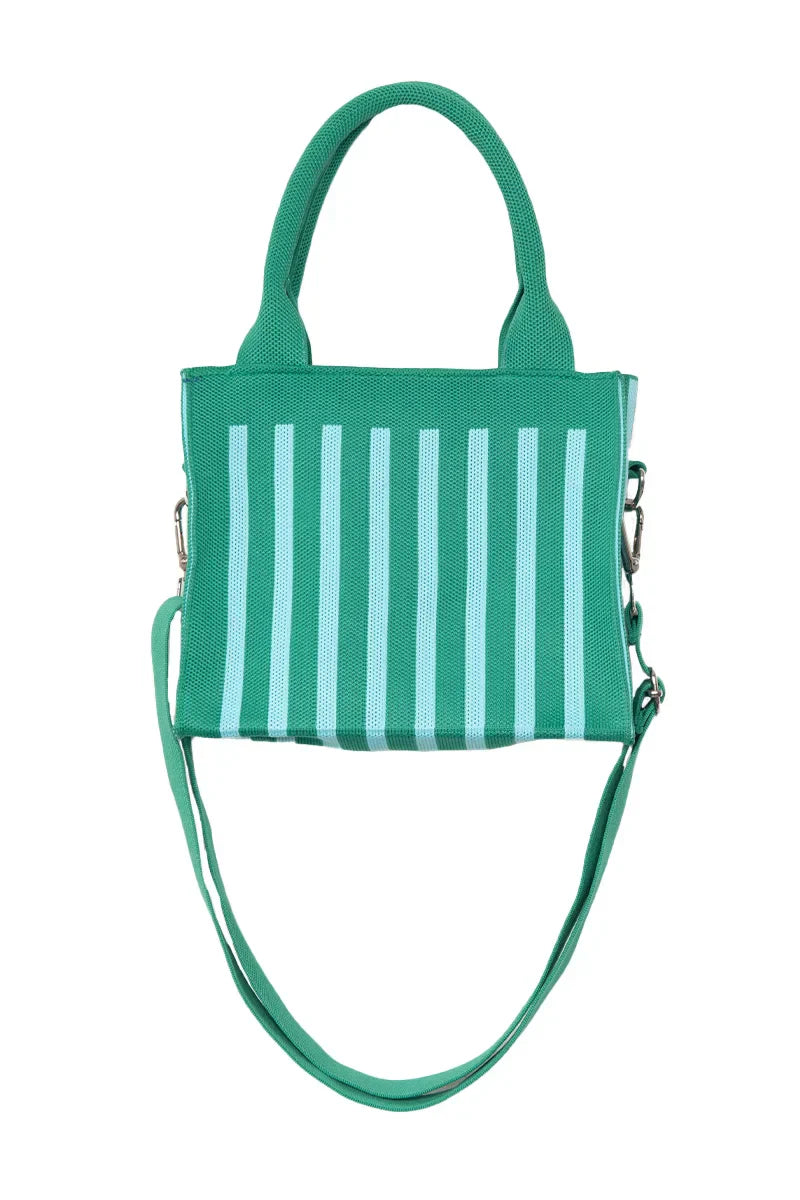 Green Striped Structured Mini Tote