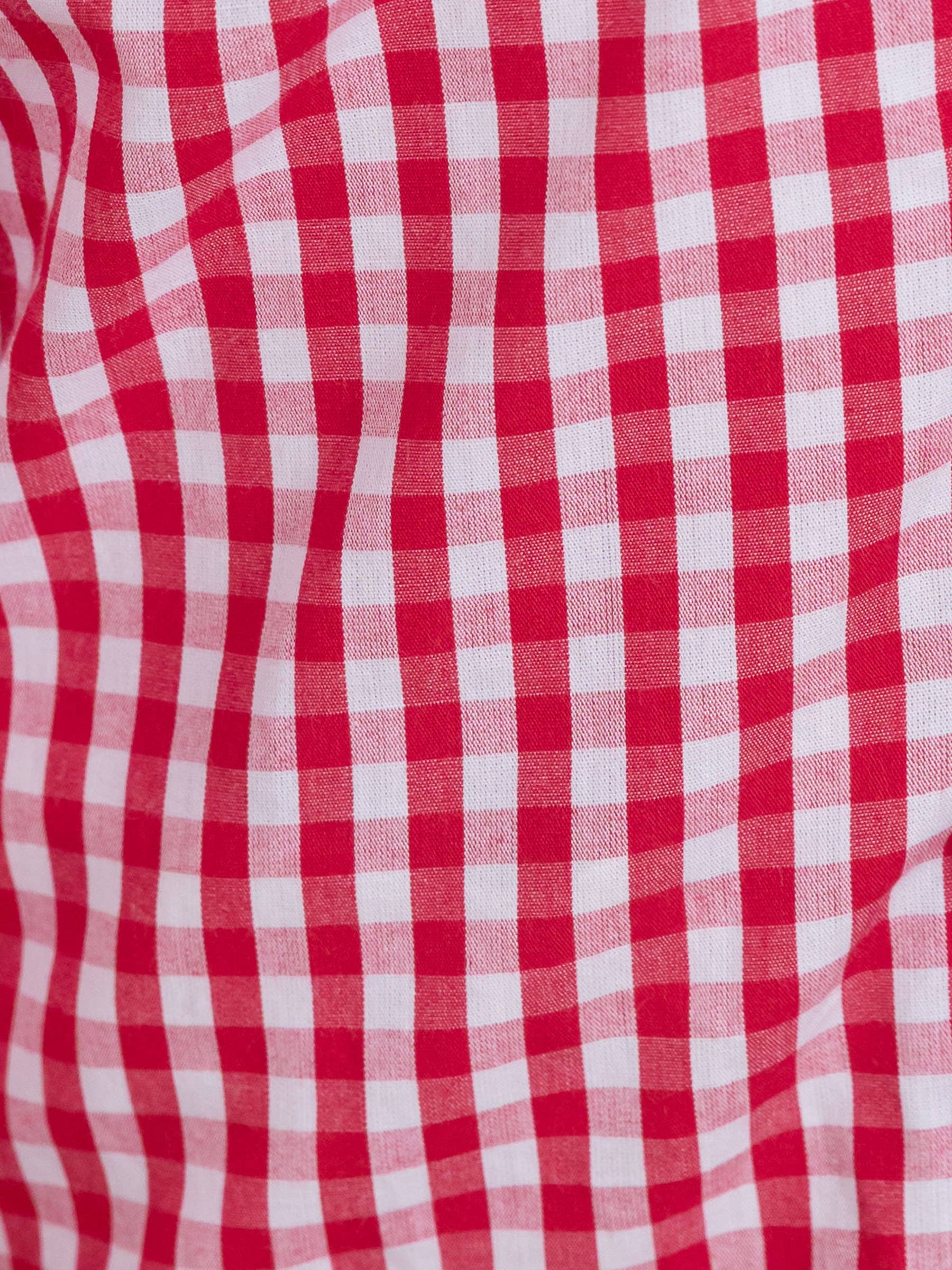 Close-up of red and white checkered fabric