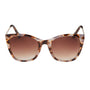 Sunglasses with tortoiseshell frame and brown lenses on a white background