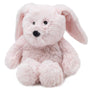 Pink plush bunny toy on a white background