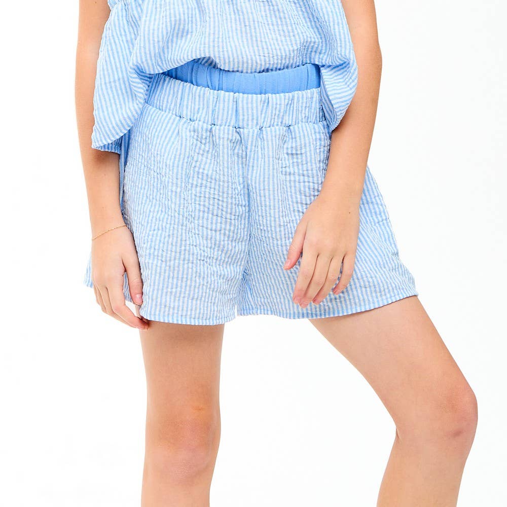 Good Girl - Double Waist Band Striped Gauze Shorts