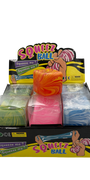 Display of Squeez Ball toys in packaging with colorful balls inside.