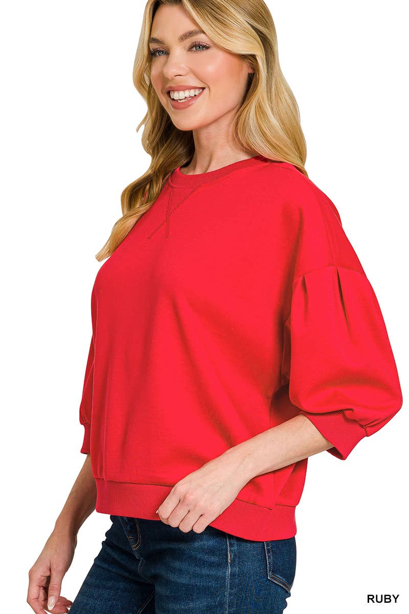 42POPS - `Scuba Dolman Sleeve Pullover SI-29323 Zenana
