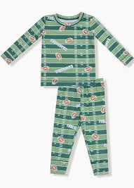 Green football field  glow in the dark pajamas  on white background