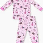 Pink Football loungewear set long sleeve on white background