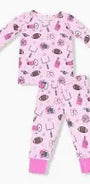 Pink Football loungewear set long sleeve on white background