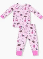 Pink Football loungewear set long sleeve on white background