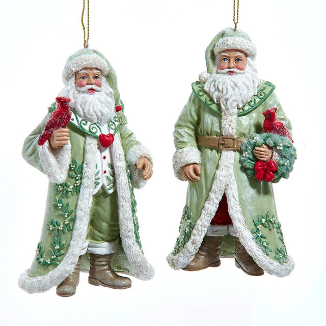 5.25" Santa with Cardinal/Wreath