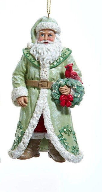 5.25" Santa with Cardinal/Wreath