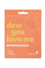 Orange packaging of 'dew you love me' eye patches with lemon lavender branding.