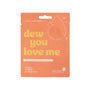 Orange packaging of 'dew you love me' eye patches with lemon lavender branding.