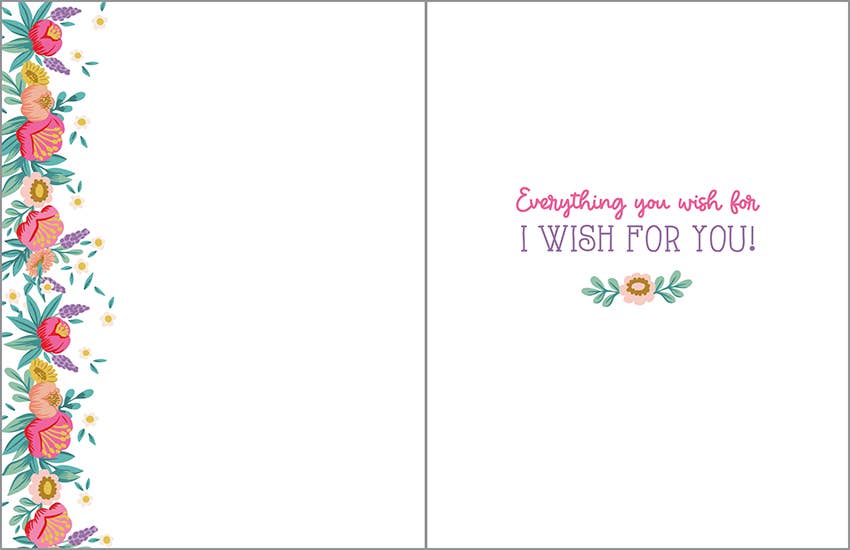 Greeting card with floral design and text on a white background