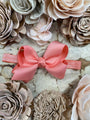 Pink hair bow with beige floral headband