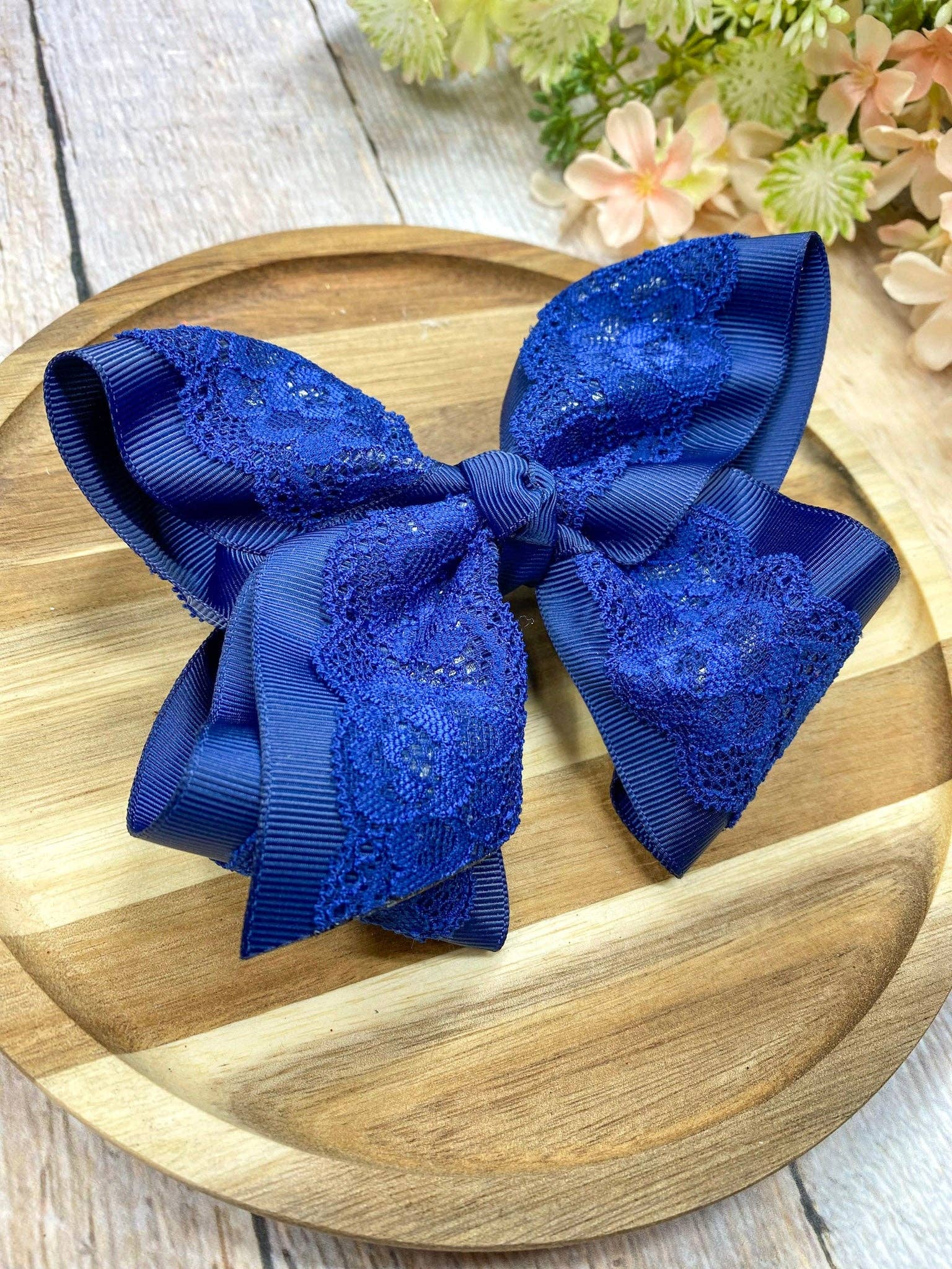 The Hair Bow Company - 4.5" Chantilly Lace Classic Hair Bow | Clip or Headband