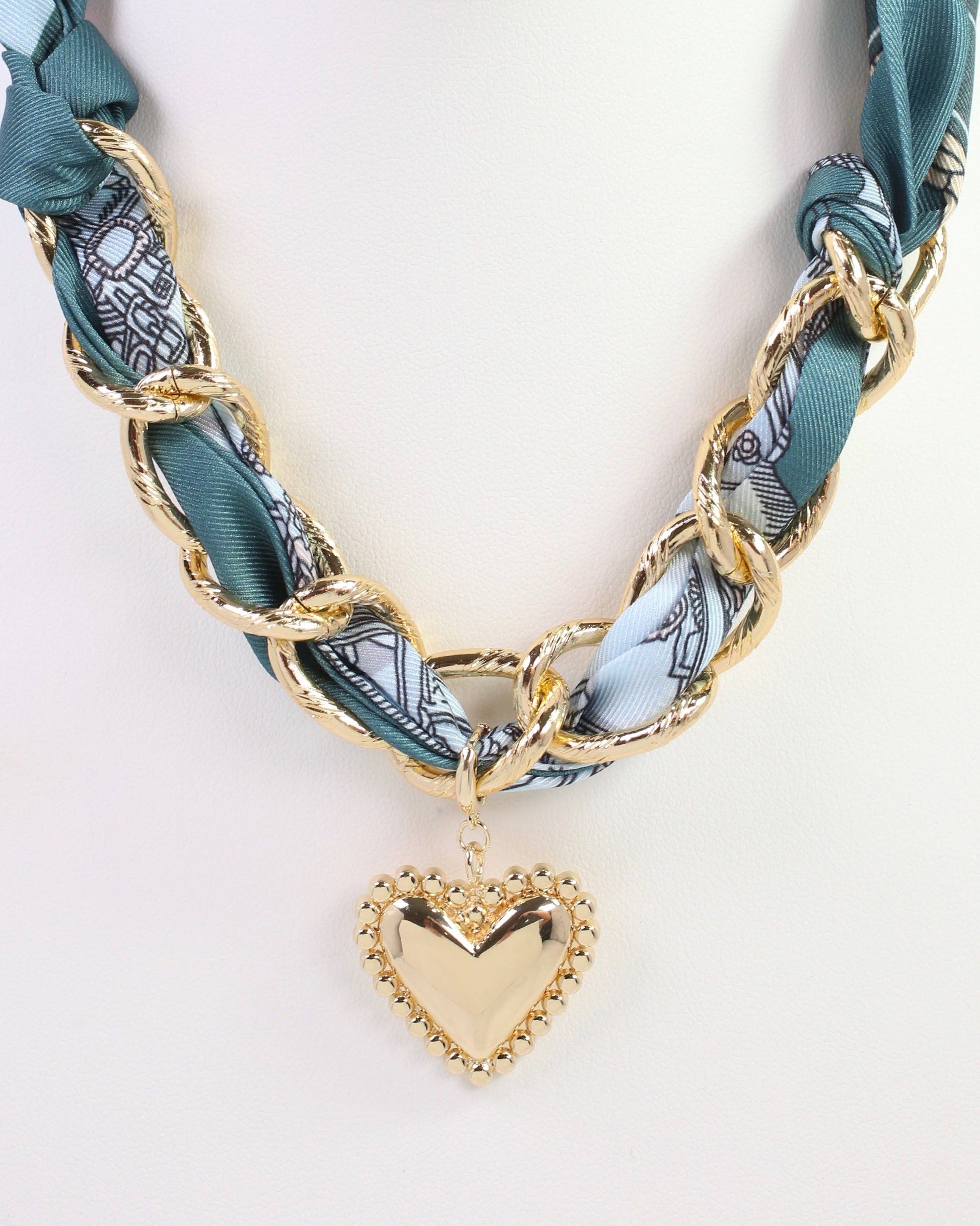 Caroline Hill - Santee Scarf Charm Necklace Teal