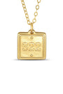 Gold necklace with a square pendant displaying the number '322' on a white background