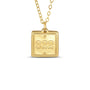 Gold necklace with a square pendant displaying the number '322' on a white background