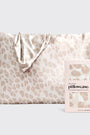 Leopard print pillowcase with packaging on a white background