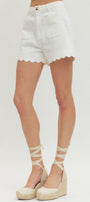 White Entro Scalloped Shorts