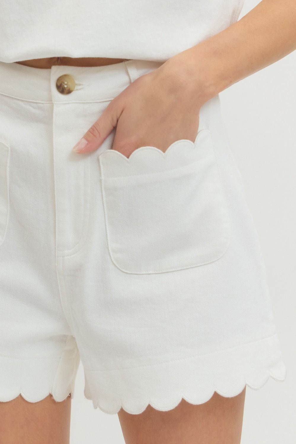 White Entro Scalloped Shorts