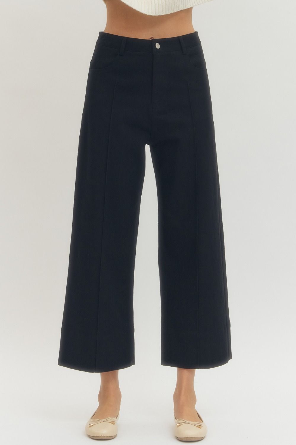 Black Cropped Wide Leg pants