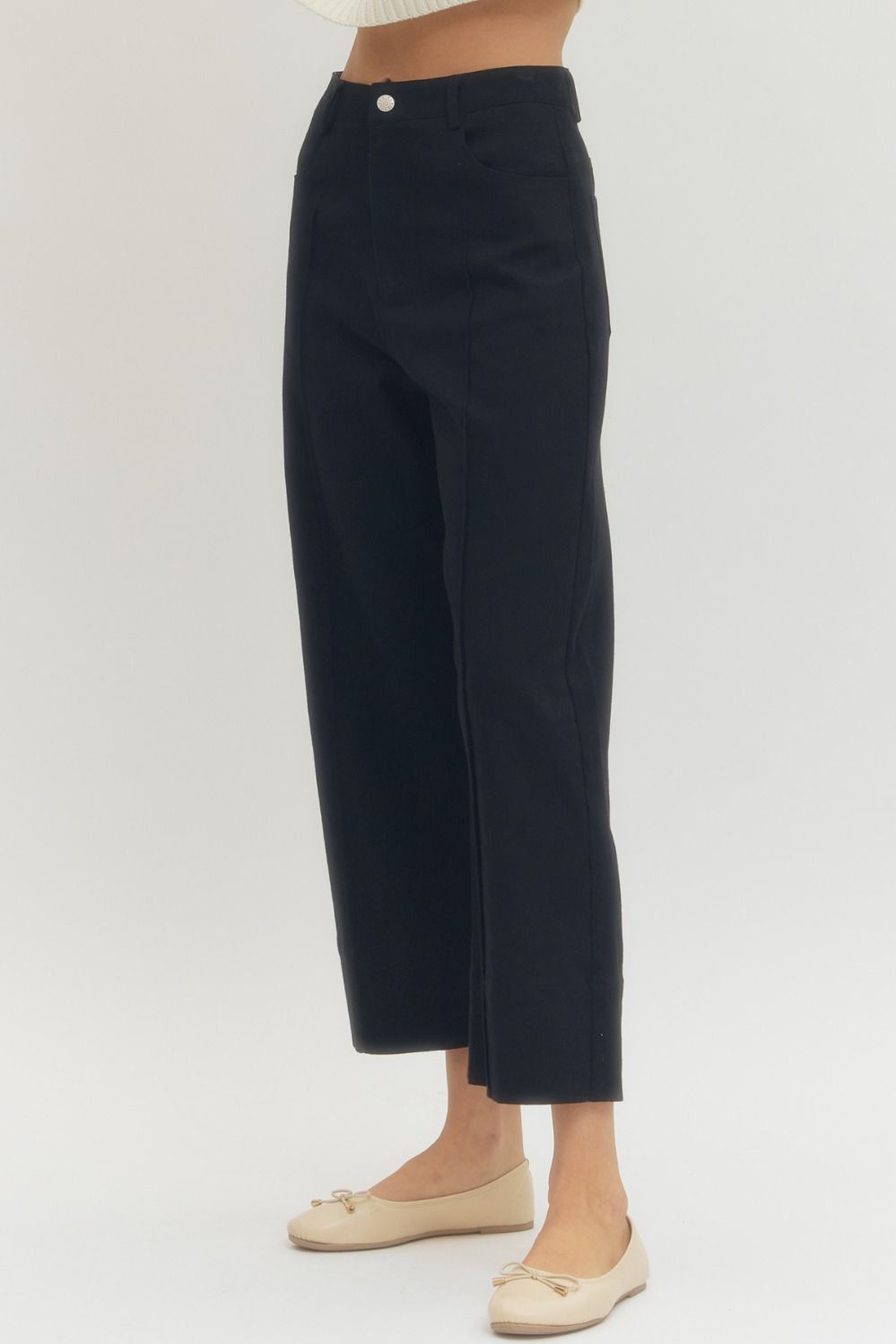 Black Cropped Wide Leg pants