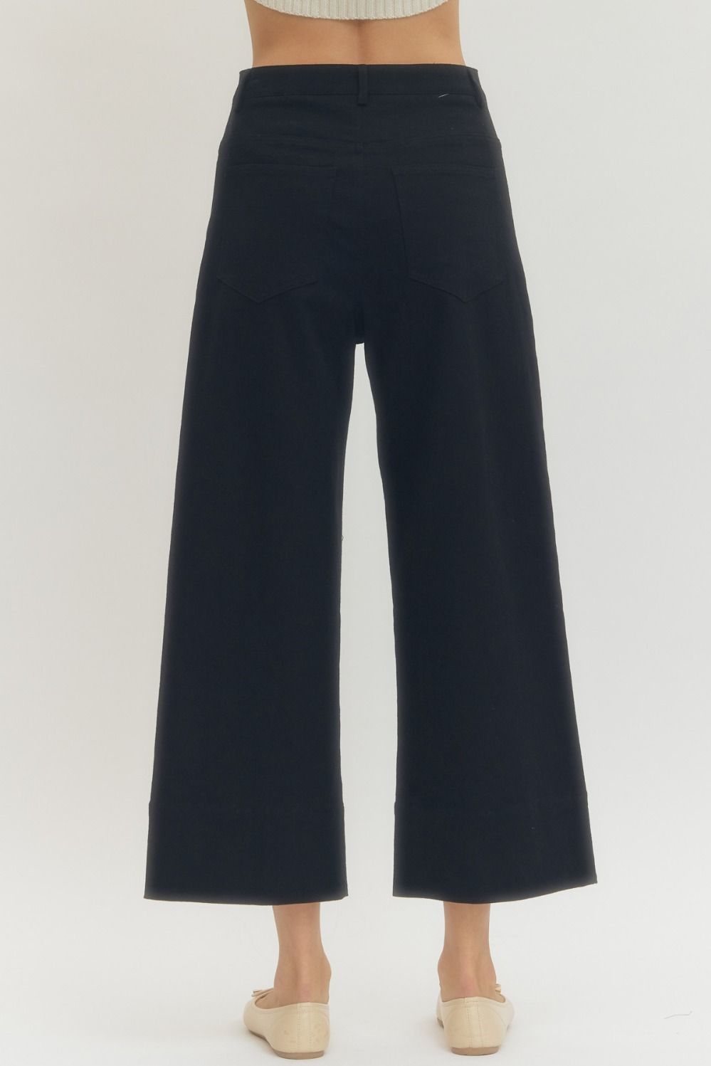 Black Cropped Wide Leg pants