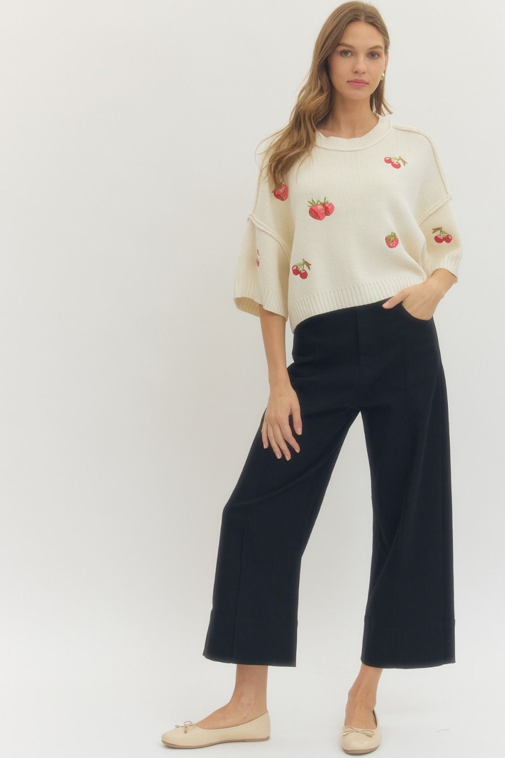 Black Cropped Wide Leg pants