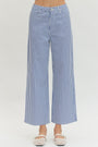 Blue and white striped pants on a white background