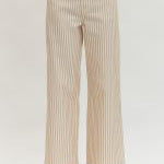 Beige striped pants on a white background